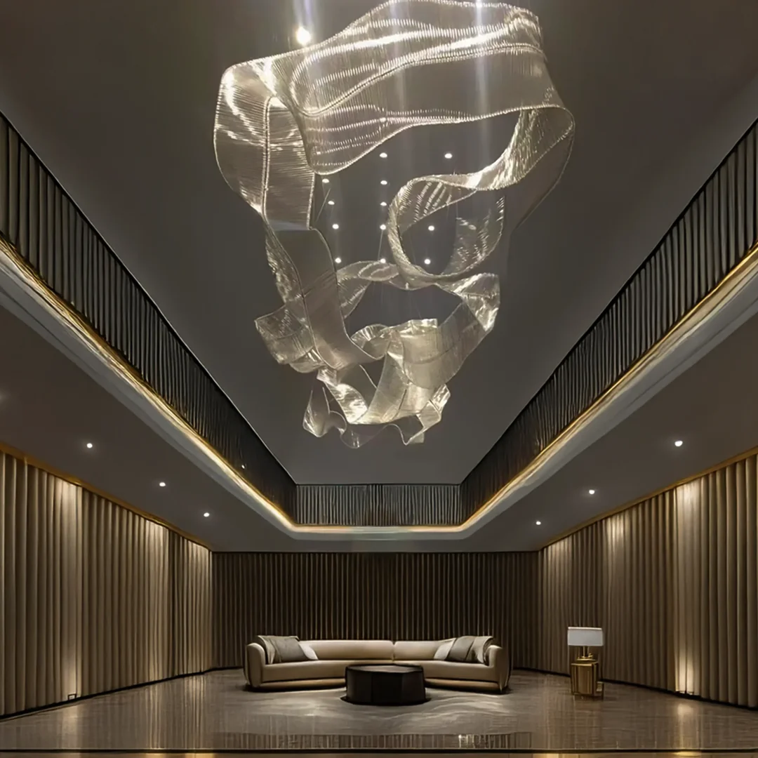 Modern chandelier installation